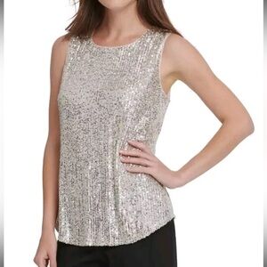 DKNY Silver Sequin Sleeveless Camisole